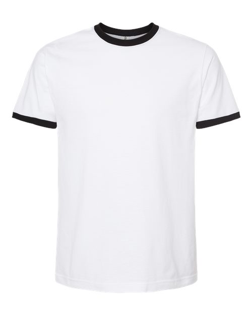 Tultex 246 Fine Jersey Ringer T-Shirt #color_White/ Black