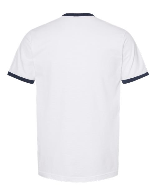 Tultex 246 Fine Jersey Ringer T-Shirt #color_White/ Navy