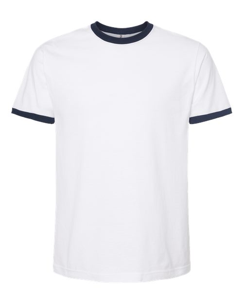 Tultex 246 Fine Jersey Ringer T-Shirt #color_White/ Navy