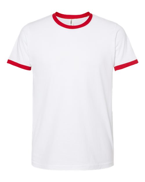 Tultex 246 Fine Jersey Ringer T-Shirt #color_White/ Red