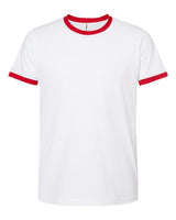 Tultex 246 Fine Jersey Ringer T-Shirt #color_White/ Red