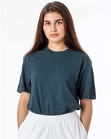 Los Angeles Apparel FF01 USA-Made 50/50 Poly/Cotton T-Shirt #color_Black Aqua