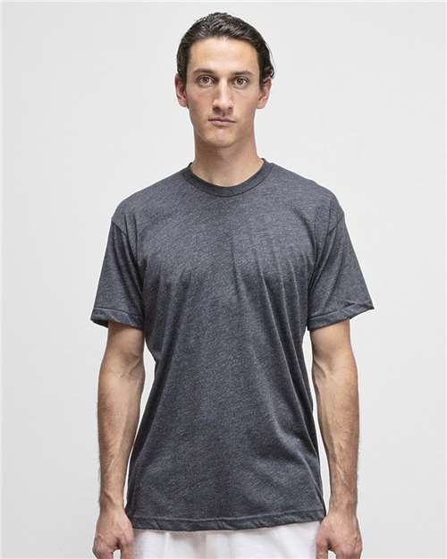 Los Angeles Apparel FF01 USA-Made 50/50 Poly/Cotton T-Shirt #color_Heather Black