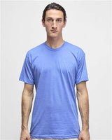 Los Angeles Apparel FF01 USA-Made 50/50 Poly/Cotton T-Shirt #color_Heather Lake Blue