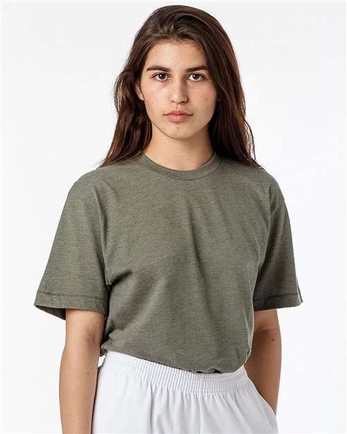 Los Angeles Apparel FF01 USA-Made 50/50 Poly/Cotton T-Shirt #color_Heather Lieutenant