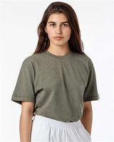 Los Angeles Apparel FF01 USA-Made 50/50 Poly/Cotton T-Shirt #color_Heather Lieutenant