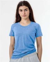 Los Angeles Apparel FF3001 USA-Made Women's 50/50 T-Shirt #color_Heather Lake Blue
