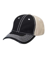 Adams RM102 Adult Distressed Rambler Cap #color_BLACK/ KHAKI