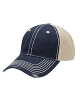 Adams RM102 Adult Distressed Rambler Cap #color_NAVY/ KHAKI