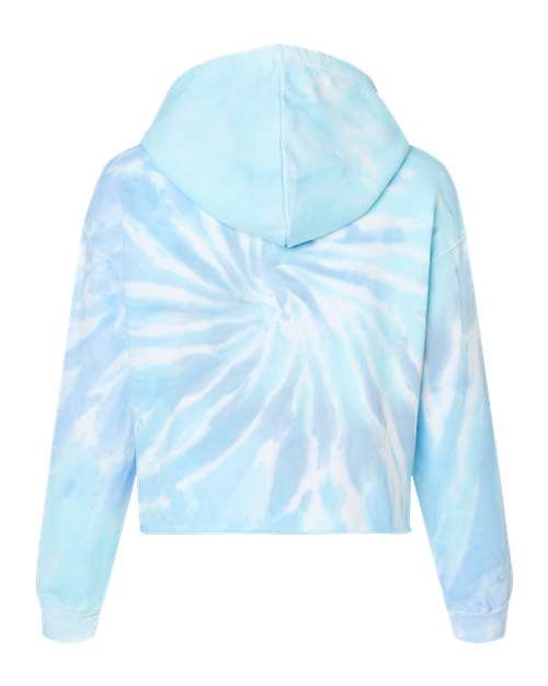 Colortone 8333 Women's Tie-Dyed Crop Hooded Sweatshirt #color_Lagoon