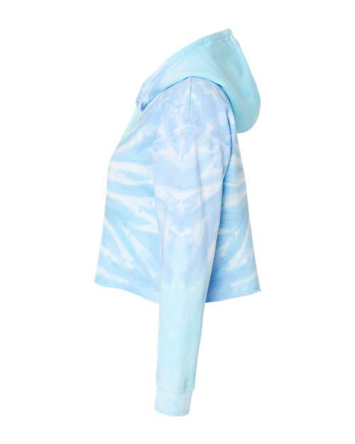 Colortone 8333 Women's Tie-Dyed Crop Hooded Sweatshirt #color_Lagoon