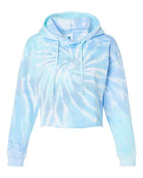 Colortone 8333 Women's Tie-Dyed Crop Hooded Sweatshirt #color_Lagoon