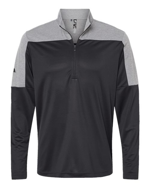 Adidas A552 Lightweight Quarter-Zip Pullover #color_Black/ Grey Three Melange