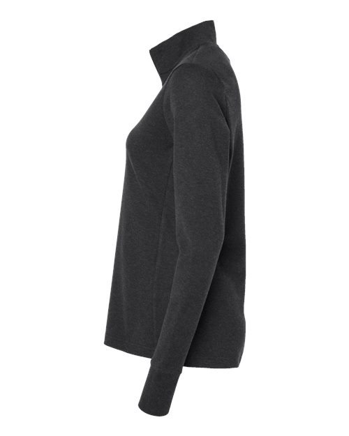 Adidas A555 Women's 3-Stripes Quarter-Zip Sweater #color_Black Melange
