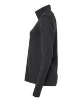 Adidas A555 Women's 3-Stripes Quarter-Zip Sweater #color_Black Melange