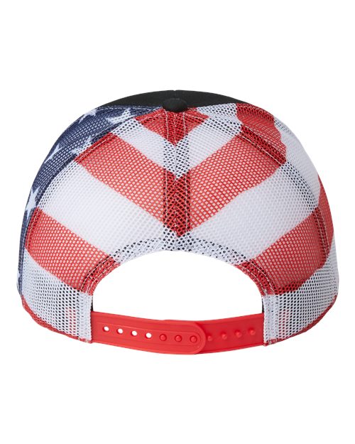 Kati S700M Printed Mesh Trucker Cap #color_Black/ USA Flag