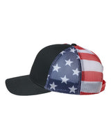 Kati S700M Printed Mesh Trucker Cap #color_Black/ USA Flag