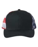 Kati S700M Printed Mesh Trucker Cap #color_Black/ USA Flag