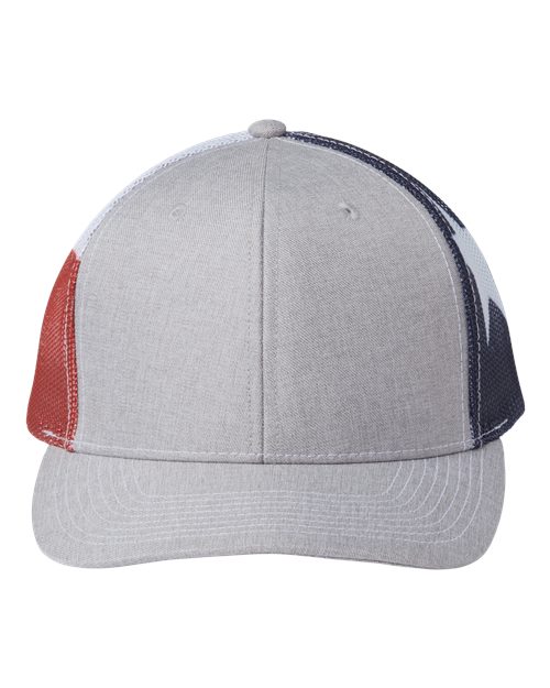 Kati S700M Printed Mesh Trucker Cap #color_Heather Grey/ Texas Flag