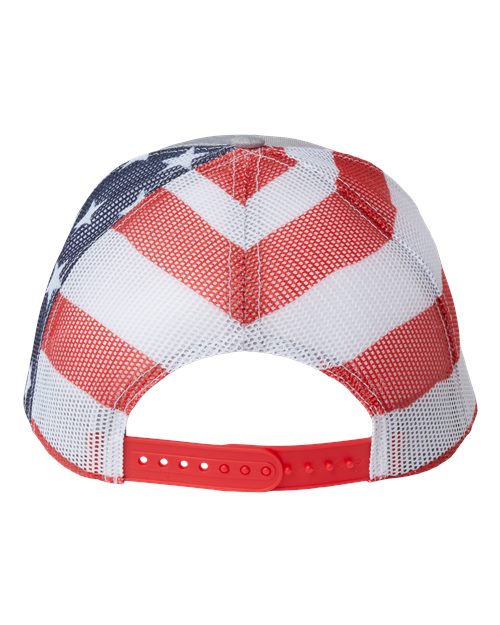 Kati S700M Printed Mesh Trucker Cap #color_Heather Grey/ USA Flag