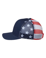 Kati S700M Printed Mesh Trucker Cap #color_Navy/ USA Flag