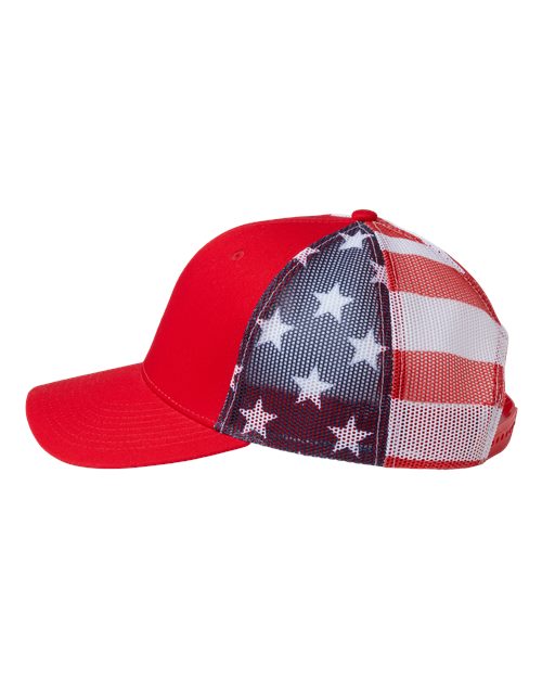 Kati S700M Printed Mesh Trucker Cap #color_Red/ USA Flag