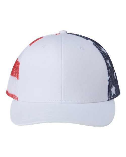 Kati S700M Printed Mesh Trucker Cap #color_White/ USA Flag