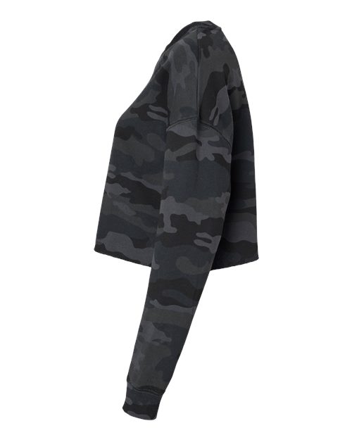 Independent Trading Co. AFX24CRP Women's Lightweight Crop Crewneck Sweatshirt #color_Black Camo