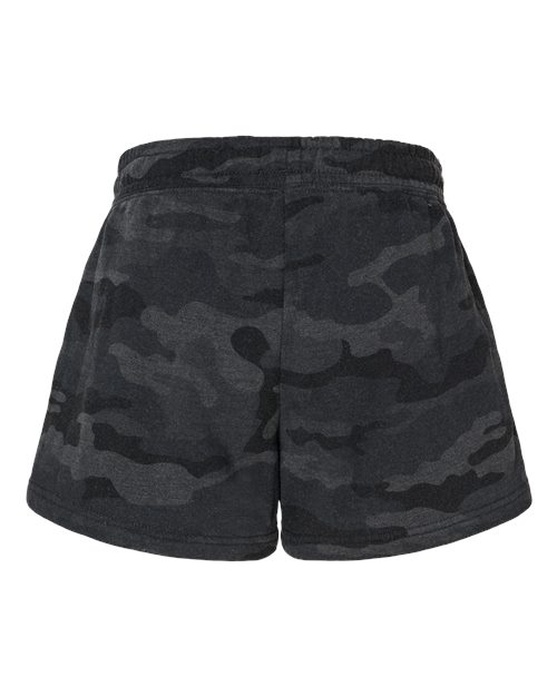 Independent Trading Co. PRM20SRT Women’s Lightweight California Wave Wash Fleece Shorts #color_Black Camo Heather