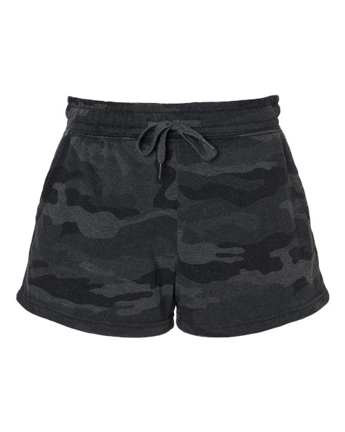 Independent Trading Co. PRM20SRT Women’s Lightweight California Wave Wash Fleece Shorts #color_Black Camo Heather