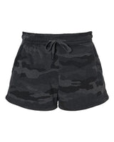 Independent Trading Co. PRM20SRT Women’s Lightweight California Wave Wash Fleece Shorts #color_Black Camo Heather