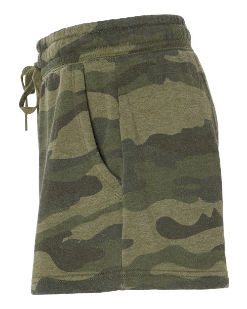 Independent Trading Co. PRM20SRT Women’s Lightweight California Wave Wash Fleece Shorts #color_Forest Camo Heather