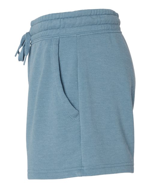 Independent Trading Co. PRM20SRT Women’s Lightweight California Wave Wash Fleece Shorts #color_Misty Blue