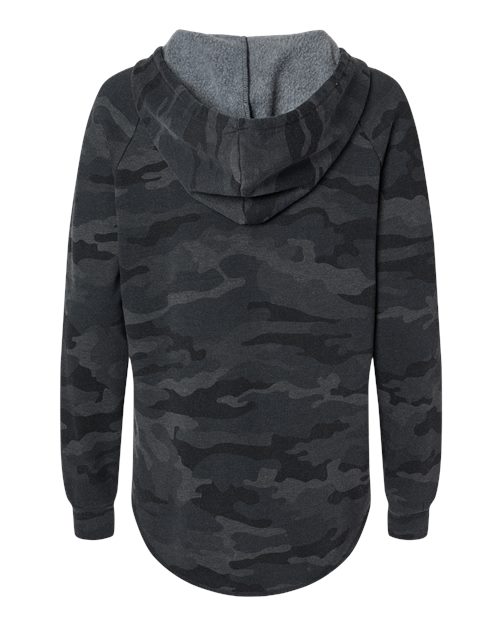 Independent Trading Co. PRM2500 Women’s Lightweight California Wave Wash Hooded Sweatshirt #color_Black Camo Heather