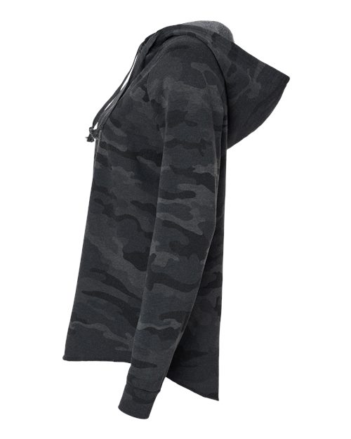 Independent Trading Co. PRM2500 Women’s Lightweight California Wave Wash Hooded Sweatshirt #color_Black Camo Heather