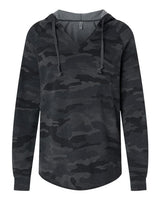 Independent Trading Co. PRM2500 Women’s Lightweight California Wave Wash Hooded Sweatshirt #color_Black Camo Heather