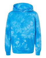 Independent Trading Co. PRM1500TD Youth Midweight Tie-Dyed Hooded Sweatshirt #color_Tie Dye Aqua Blue