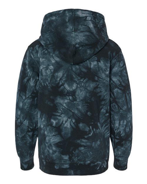 Independent Trading Co. PRM1500TD Youth Midweight Tie-Dyed Hooded Sweatshirt #color_Tie Dye Black