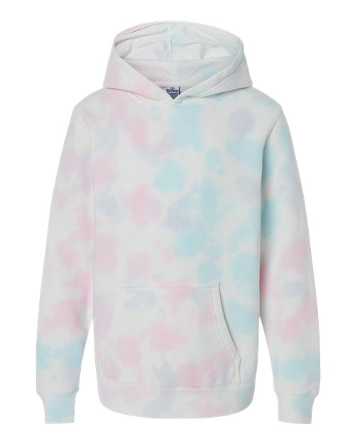 Independent Trading Co. PRM1500TD Youth Midweight Tie-Dyed Hooded Sweatshirt #color_Tie Dye Cotton Candy