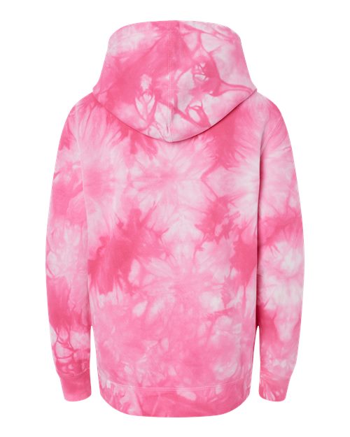 Independent Trading Co. PRM1500TD Youth Midweight Tie-Dyed Hooded Sweatshirt #color_Tie Dye Pink