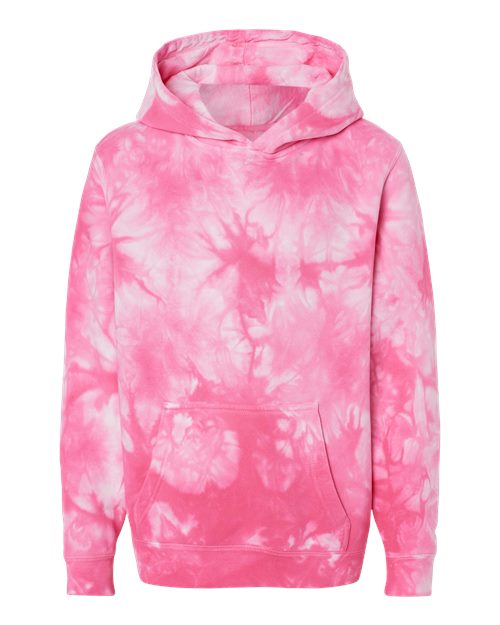 Independent Trading Co. PRM1500TD Youth Midweight Tie-Dyed Hooded Sweatshirt #color_Tie Dye Pink