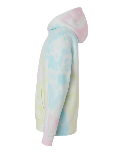 Independent Trading Co. PRM1500TD Youth Midweight Tie-Dyed Hooded Sweatshirt #color_Tie Dye Sunset Swirl