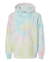 Independent Trading Co. PRM1500TD Youth Midweight Tie-Dyed Hooded Sweatshirt #color_Tie Dye Sunset Swirl