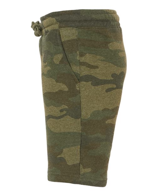 Independent Trading Co. PRM16SRT Youth Lightweight Special Blend Fleece Shorts #color_Forest Camo Heather