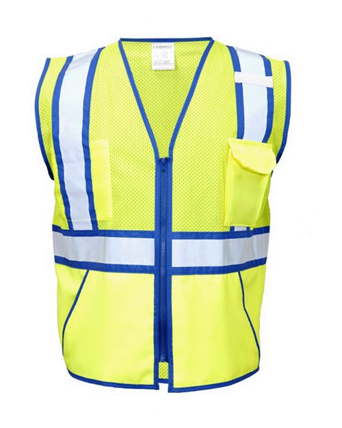 Kishigo 1595-1598 Standard Contrast Vest #color_Lime/ Blue