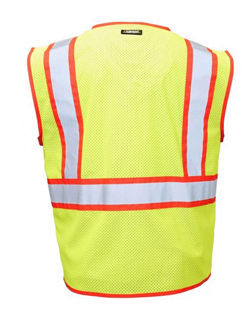 Kishigo 1595-1598 Standard Contrast Vest #color_Lime/ Red