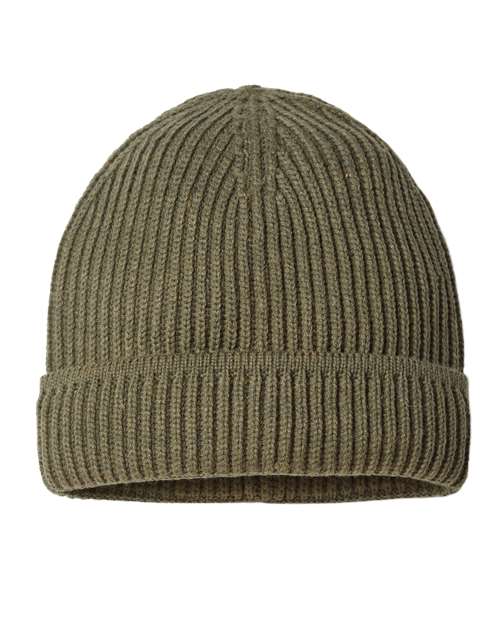 Atlantis Headwear MAPLE Sustainable Finish Edge Cuffed Beanie #color_Olive