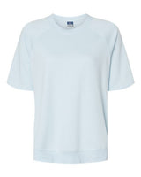 MV Sport W23711 Women's French Terry Short Sleeve Crewneck Pullover #color_Arctic Blue