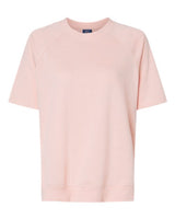 MV Sport W23711 Women's French Terry Short Sleeve Crewneck Pullover #color_Cameo Pink