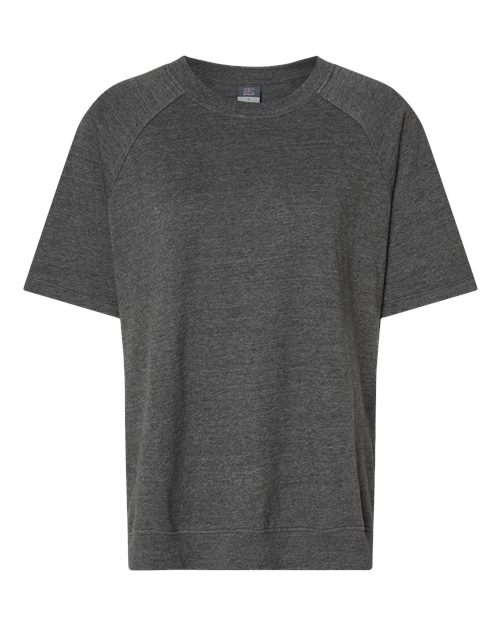 MV Sport W23711 Women's French Terry Short Sleeve Crewneck Pullover #color_Charcoal